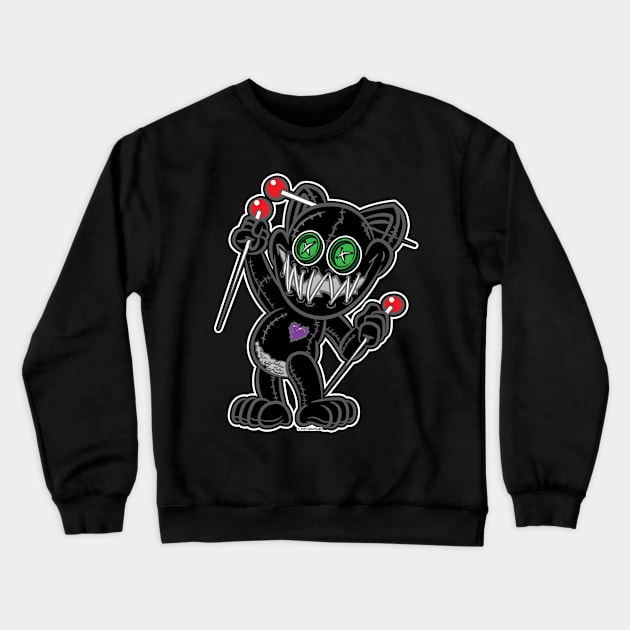 VooDoo Black Kitty Cat Doll Joker Crewneck Sweatshirt by eShirtLabs